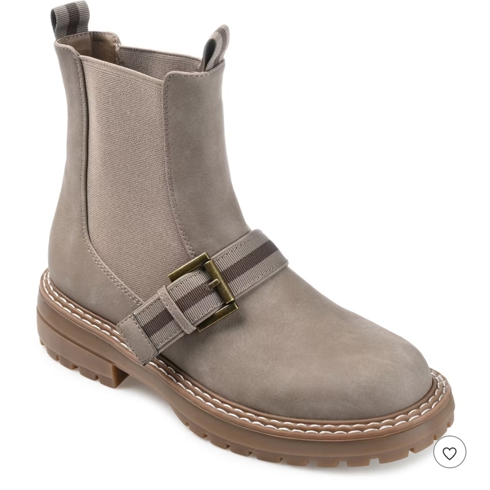 Journee Collection Taupe Ankle Boots with Buckle